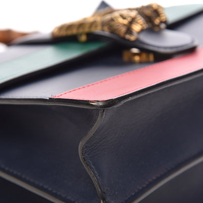 Gucci Moon Calfskin Bamboo Web Medium Dionysus Top Handle Bag Blue Emerald Hibiscus Red 11 of 13