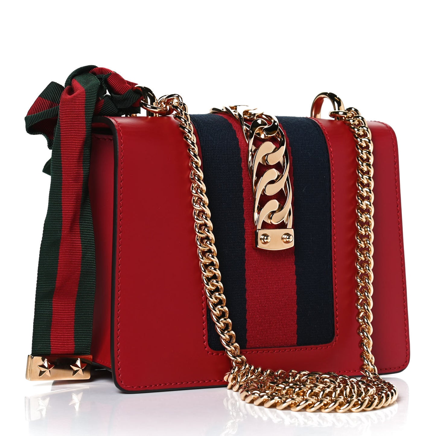 Calfskin Mini Sylvie Chain Shoulder Bag Hibiscus Red