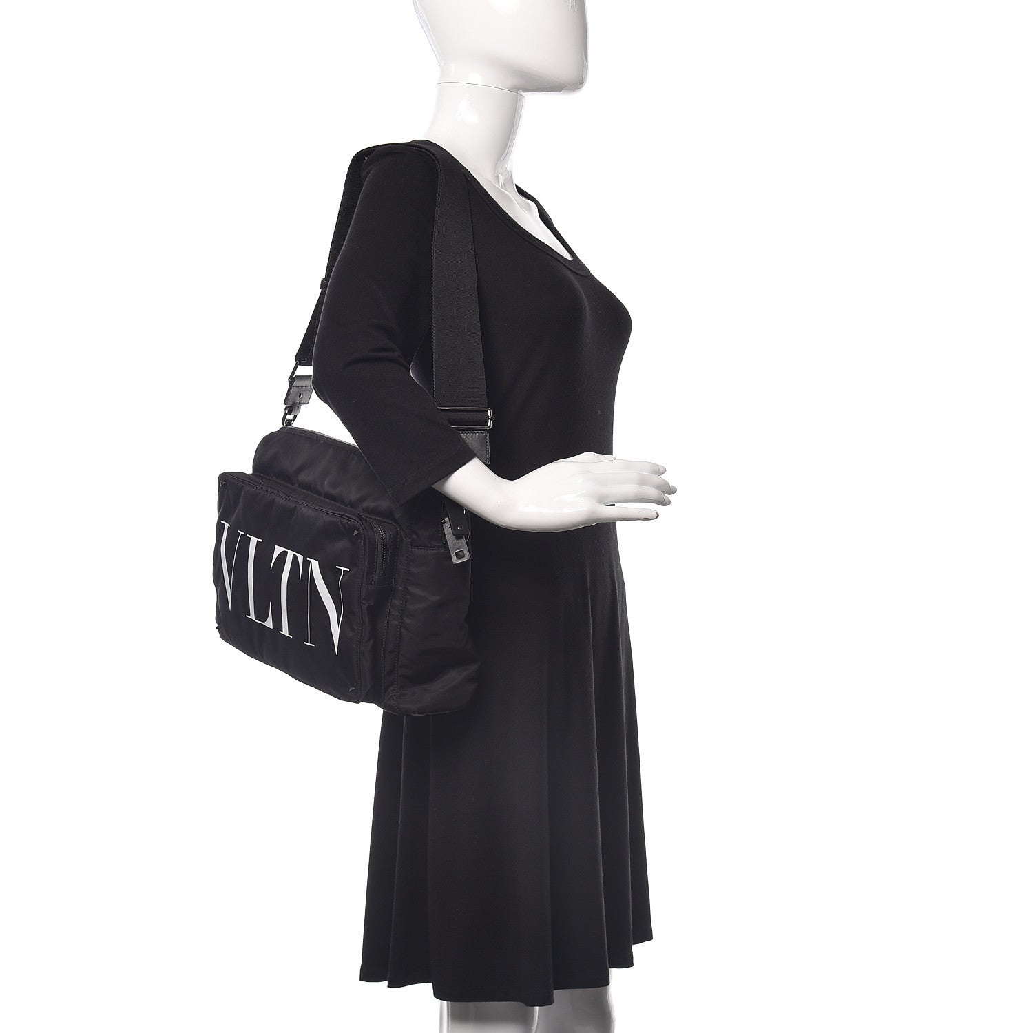 Valentino Garavani Nylon Mens VLTN Padded Messenger Bag Black 2 of 9