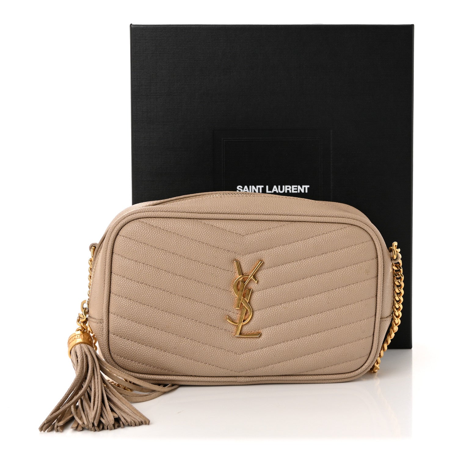 Saint Laurent Grain De Poudre Matelasse Monogram Mini Lou Camera Bag Dark Beige 11 of 11