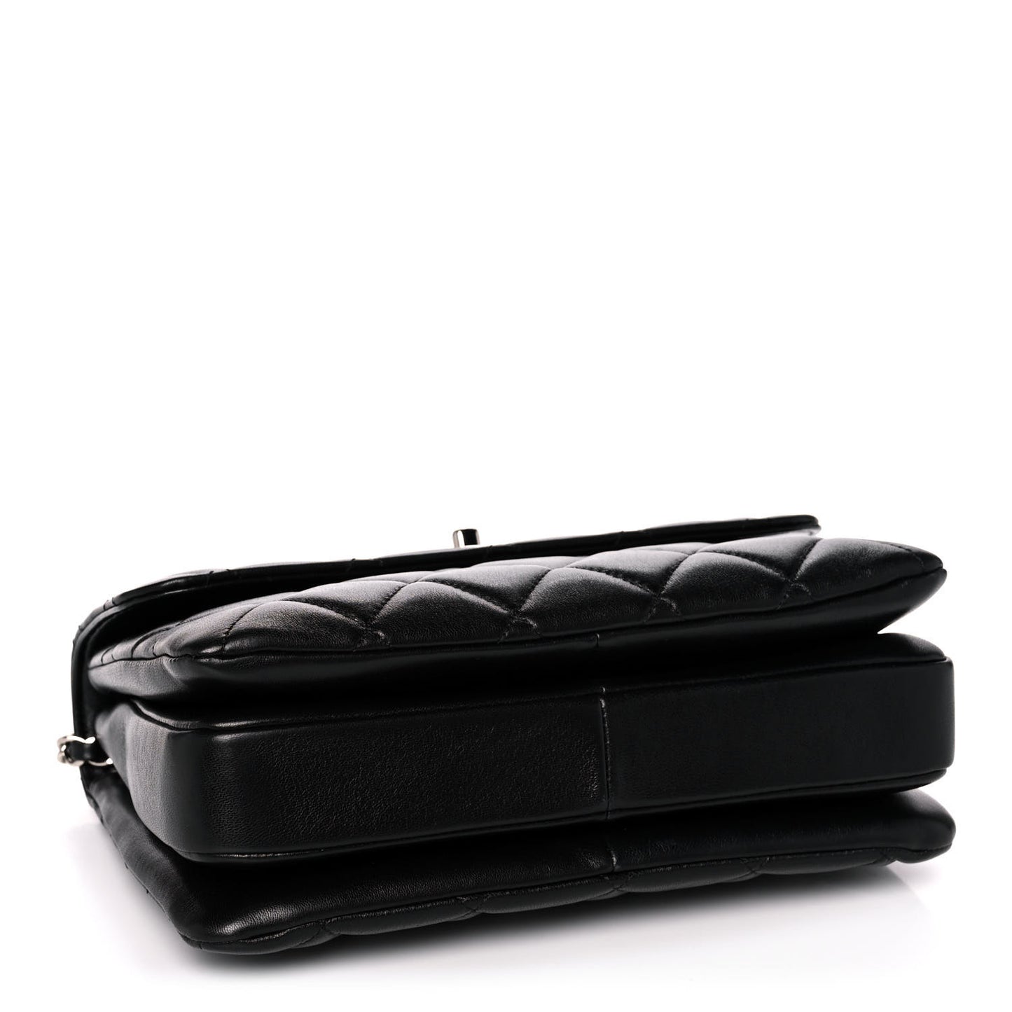 Lambskin Quilted Small Trendy CC Dual Handle Flap Bag Black