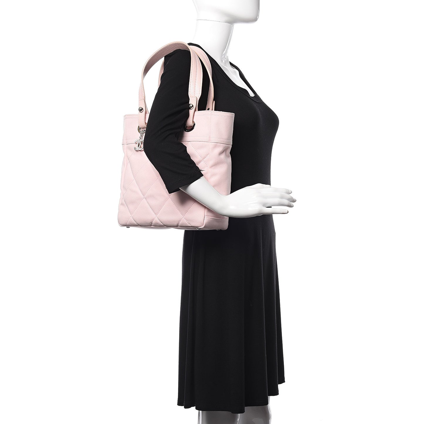 Coated Canvas Quilted Small Paris Biarritz Tote Light Pink