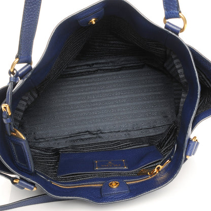 Prada Vitello Daino Side Pocket Shoulder Bag Inchiostro 5 of 8