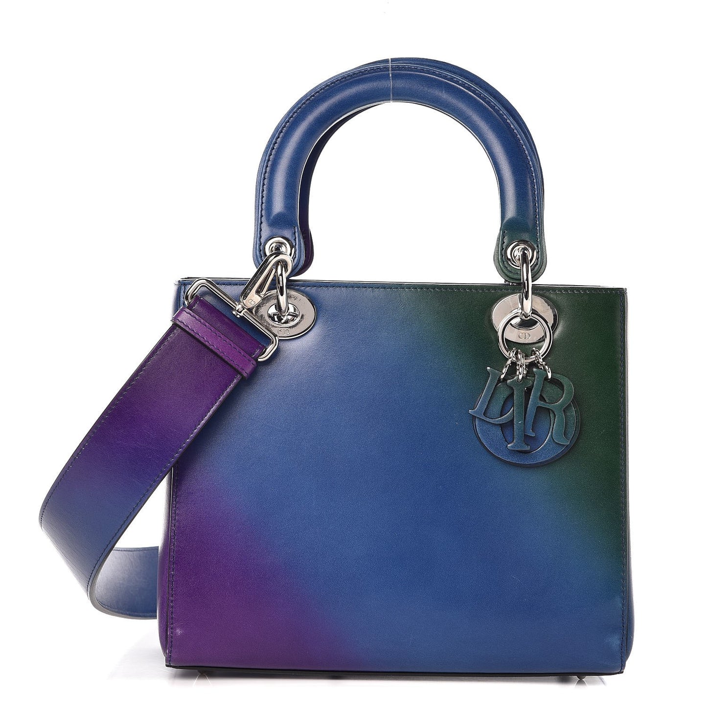 Box Calfskin Gradient Medium Lady Dior Purple Blue Green