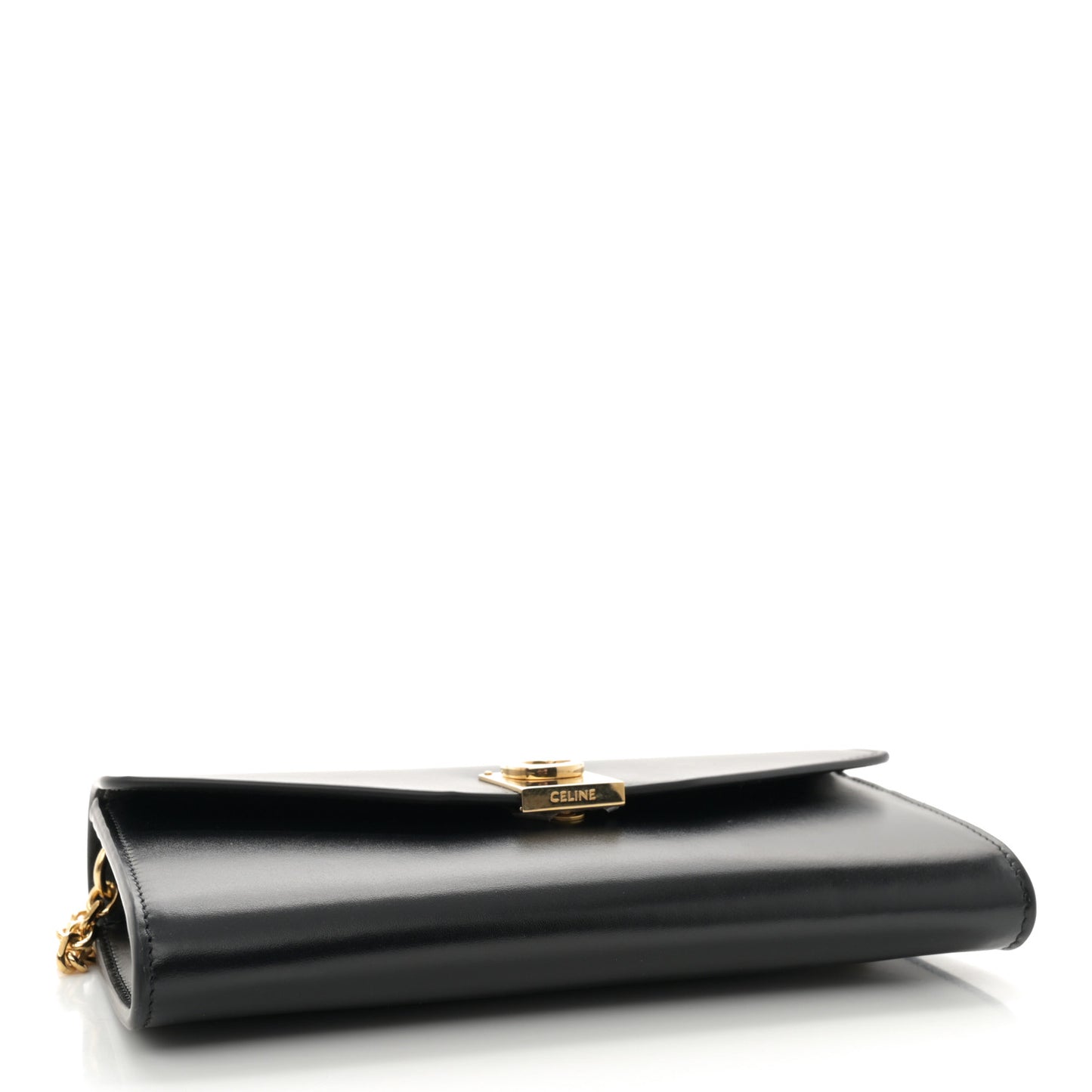 Shiny Smooth Calfskin C Wallet On Chain Bag Black