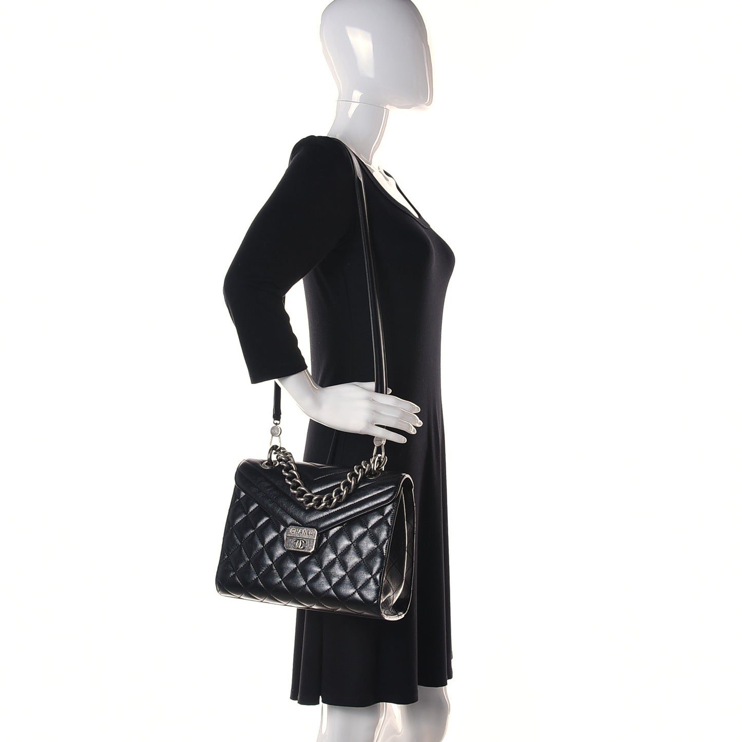 Calfskin Quilted Medium Mad About Quilting Flap Black