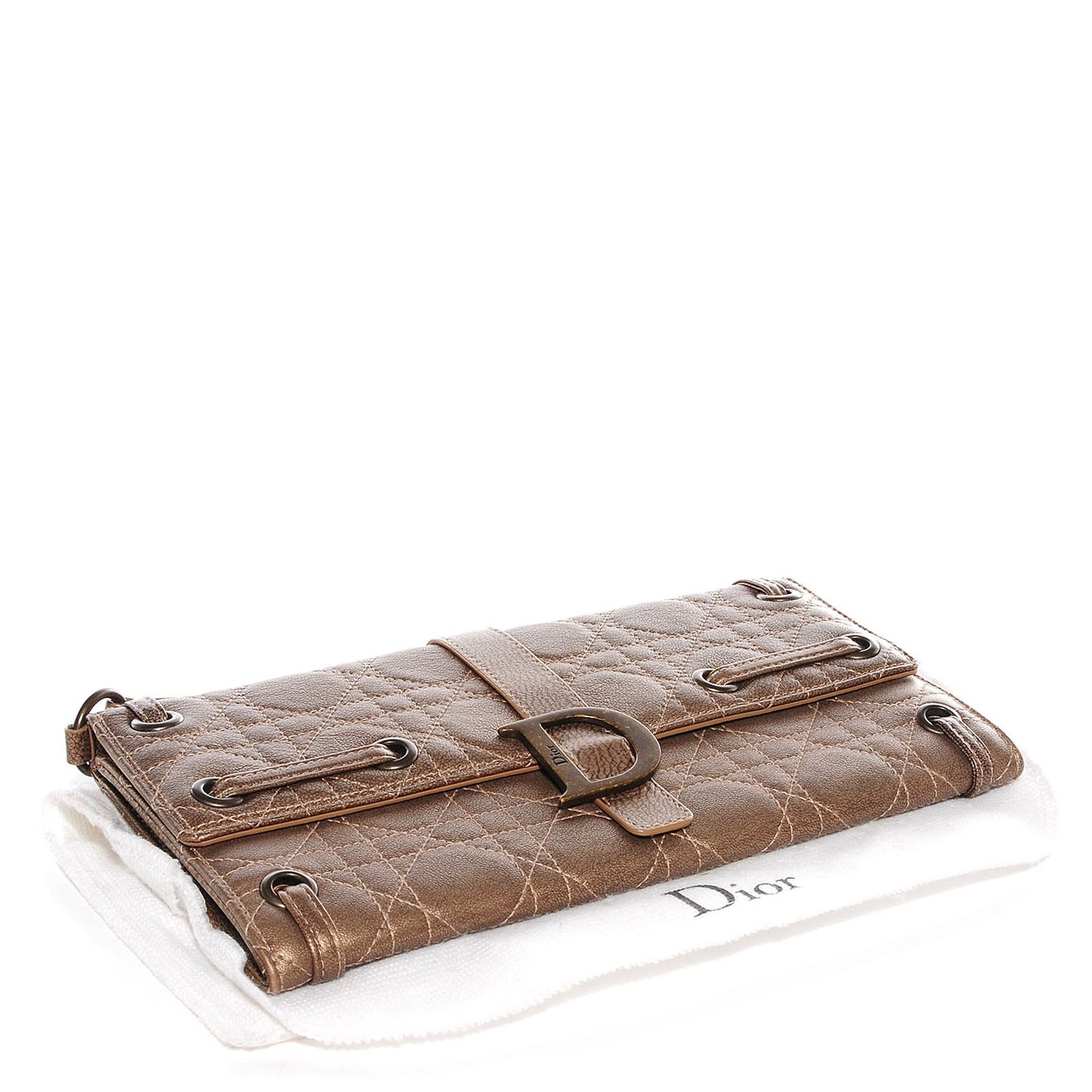 Leather Cannage Clutch Wristlet Gold