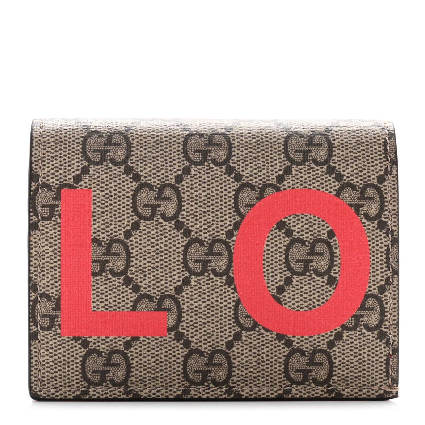 GG Supreme Monogram Moon Calfskin Love Valentines Day Card Case Beige Ebony New Geranium