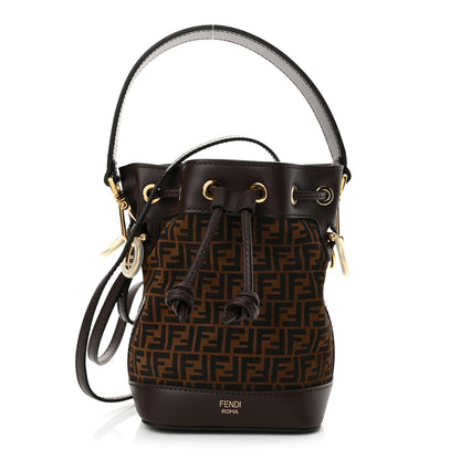 Fendi Suede Vitello King F is Fendi Micro FF Mini Mon Tresor Bucket Bag Sigaro Marrone Ebano 1 of 10