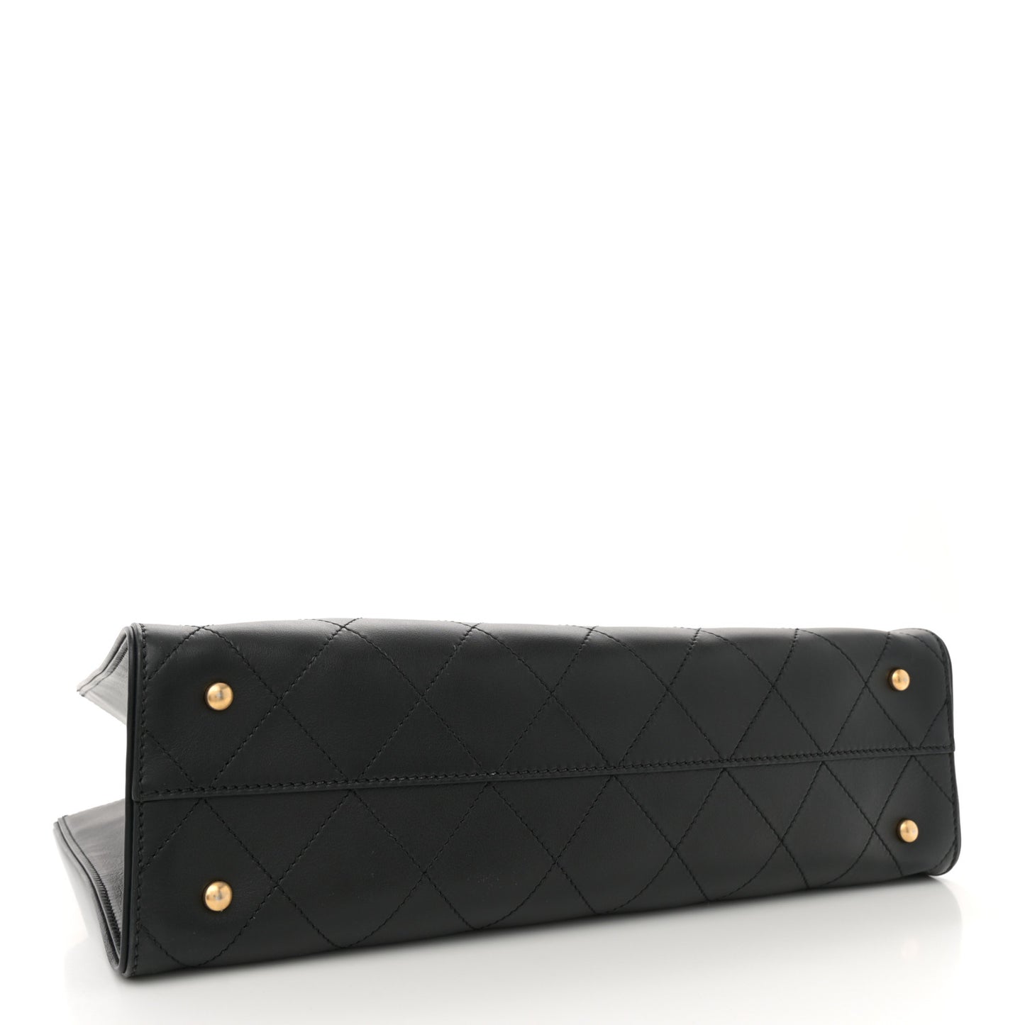 Calfskin Stitched Large Shopping Tote Black