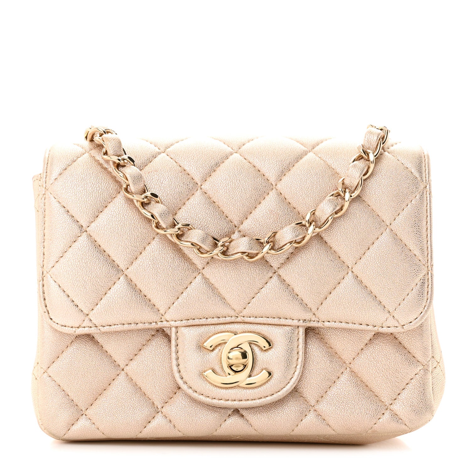 Chanel Metallic Lambskin Quilted Mini Square Flap Gold 1 of 10