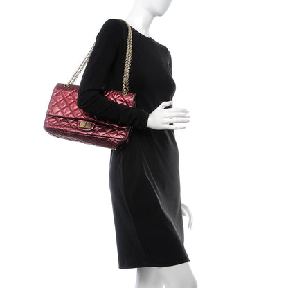 Chanel Metallic Aged Calfskin Quilted 2.55 Reissue 227 Flap Dark Red 2 of 14