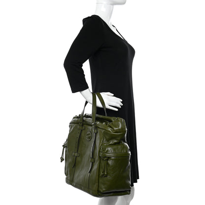 Gucci Piuma Lux Energy Monochrome Double G Drawstring Tote Military Wood 2 of 10