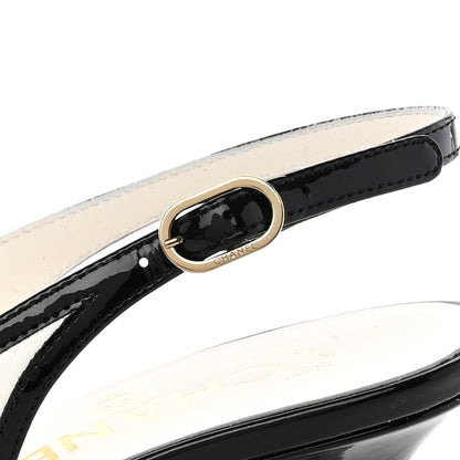 Chanel Lambskin Patent Calfskin Cap Toe CC Slingback Pumps 38 White Black 2 of 12