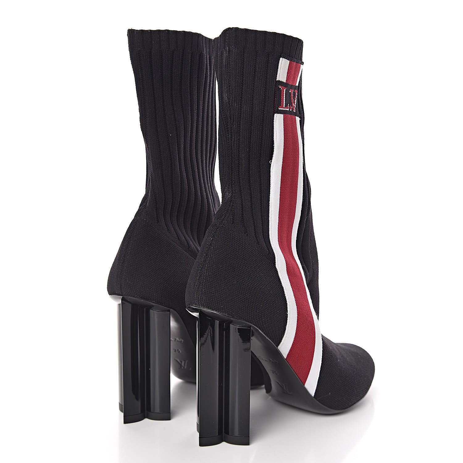 Louis Vuitton Stretch Fabric Heart Sock Ankle Boots 38 Black 4 of 9