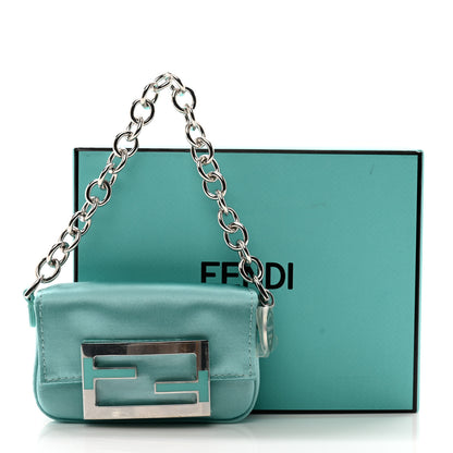 Fendi X TIFFANY Satin Silk Sterling Silver Nano Maxi Buckle Baguette Tiffany Blue 10 of 10