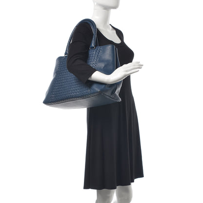Bottega Veneta Calfskin Intrecciato Tote Dark Denim 2 of 7