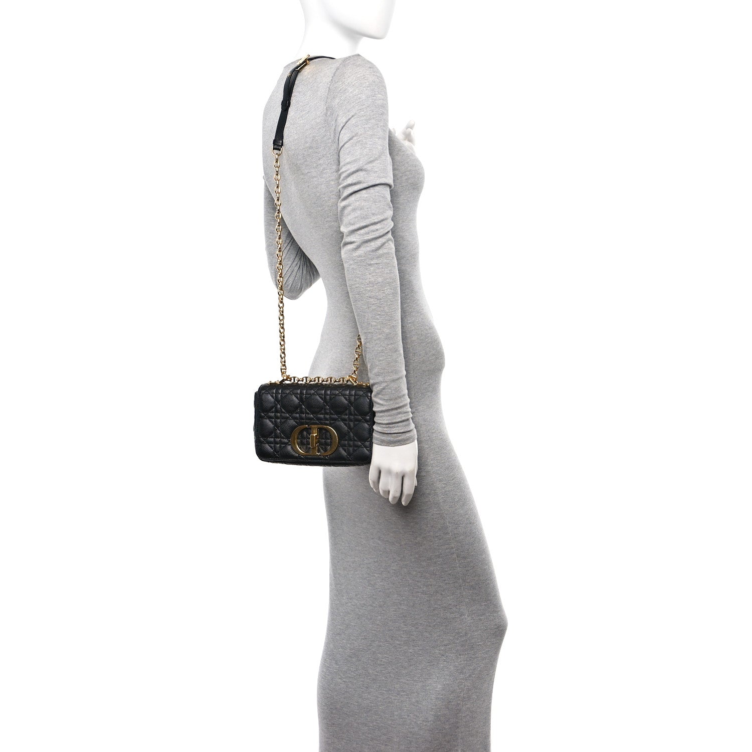 Christian Dior Calfskin Cannage Small Caro Bag Black 2 of 13