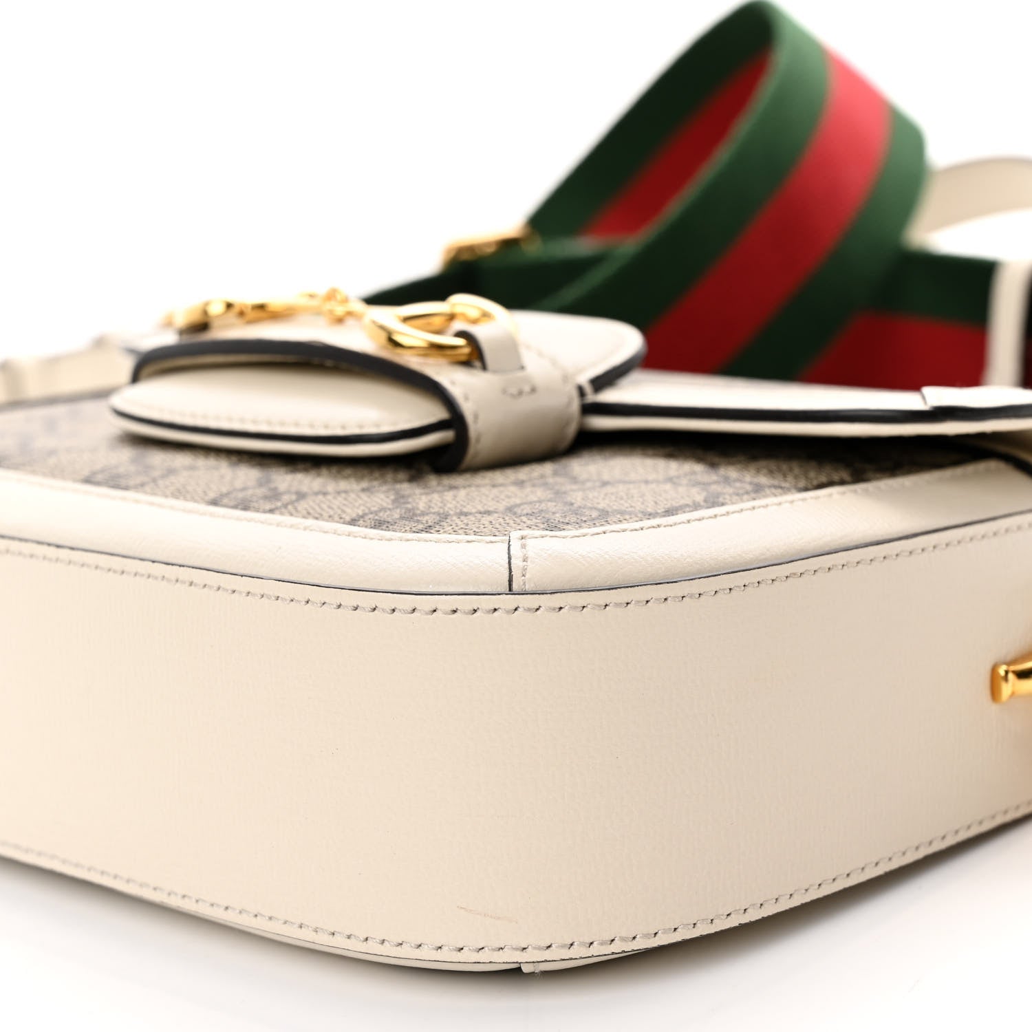 Gucci GG Supreme Monogram Web Mini Horsebit 1955 Shoulder Bag Beige Mystic White 10 of 10