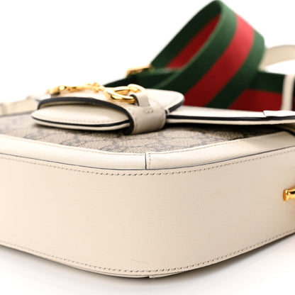 Gucci GG Supreme Monogram Web Mini Horsebit 1955 Shoulder Bag Beige Mystic White 10 of 10
