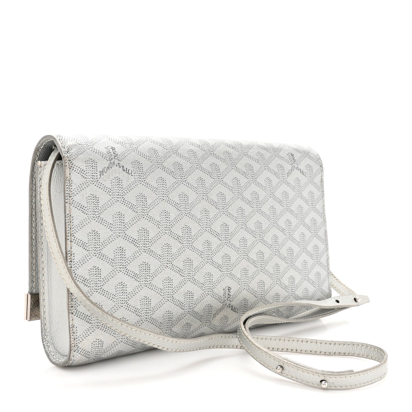 Goyardine Monte Carlo Bois Clutch With Strap Silver