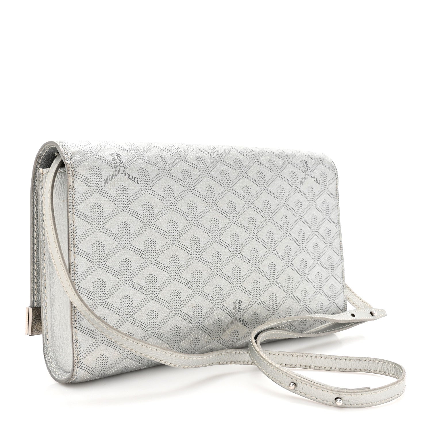 Goyard Goyardine Monte Carlo Bois Clutch With Strap Silver 3 of 17