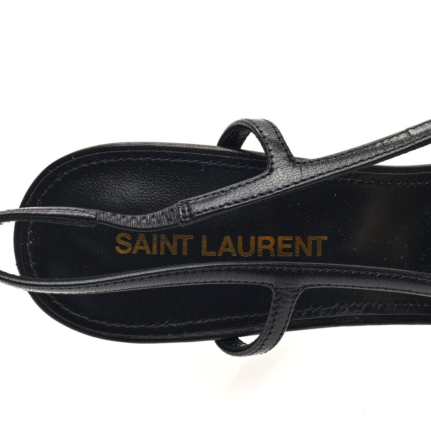 Calfskin Metallic Toe Slingback Strap Heels  39 Black