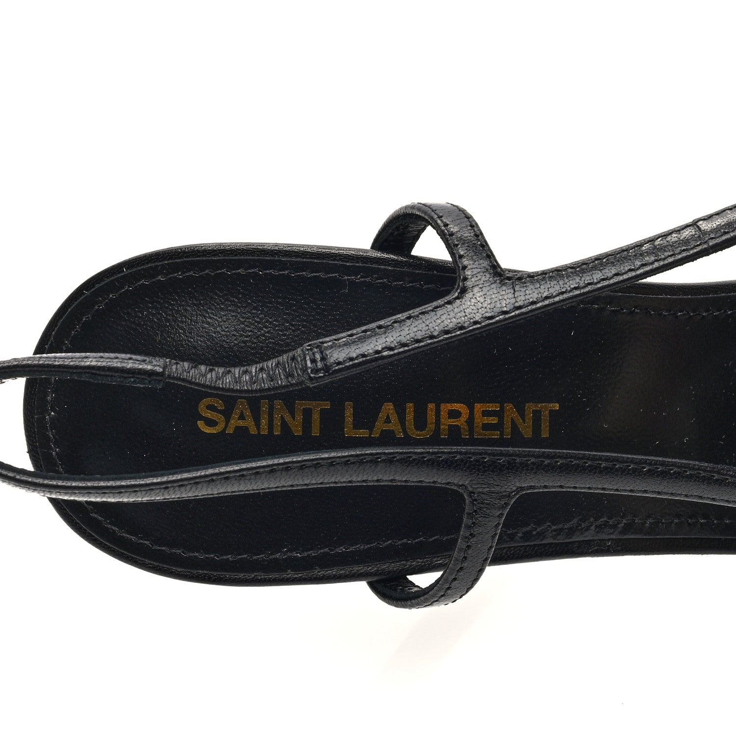 Saint Laurent Calfskin Metallic Toe Slingback Strap Heels  39 Black 8 of 9