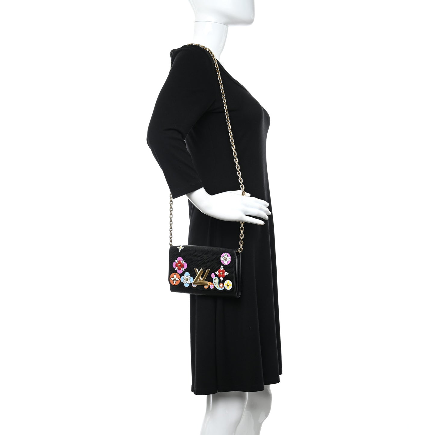 Epi Blooming Flowers Twist Shoulder Bag MM Black
