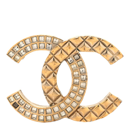 Chanel Baguette Crystal Quilted CC Brooch Gold 1 of 5