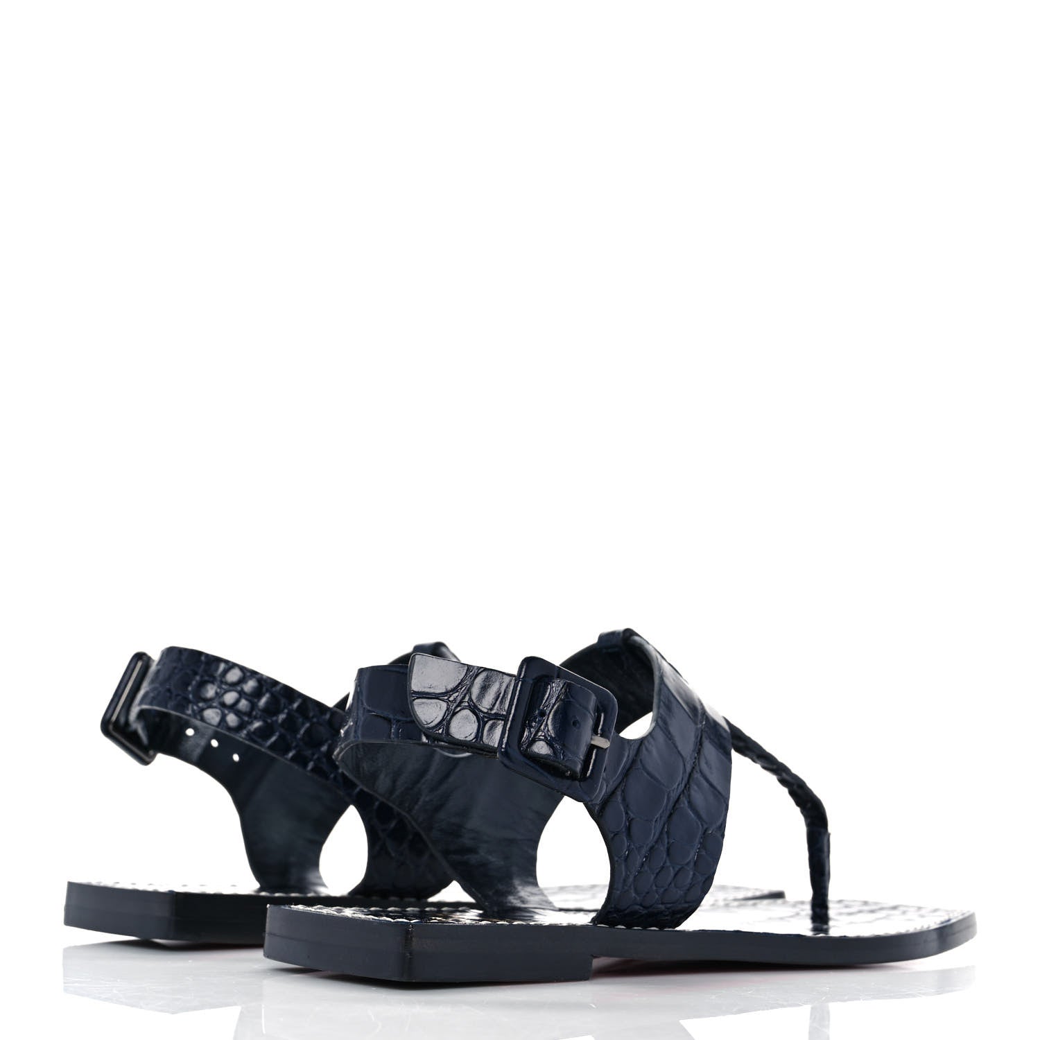 Christian Louboutin Calfskin Crocodile Embossed Cubongo Flat Sandals 35.5 Obscur 4 of 8