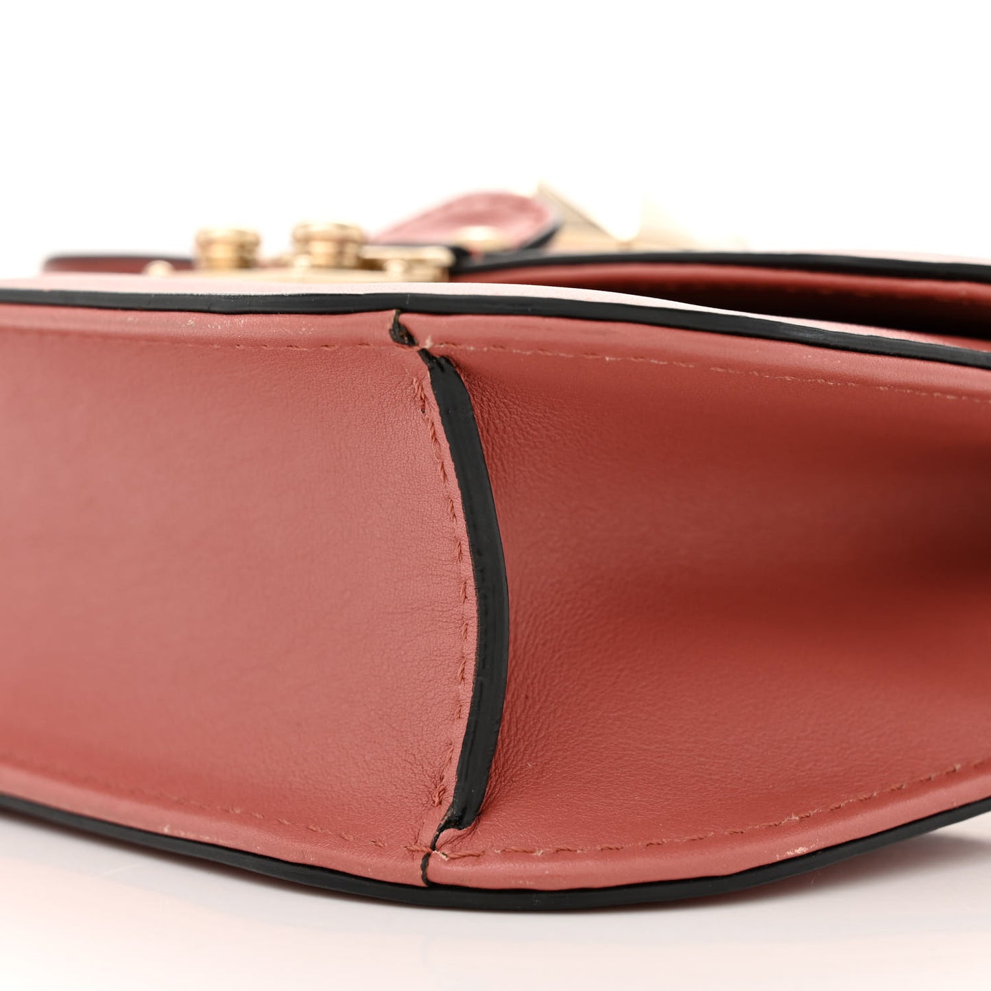 Vitello Small Glam Lock Rockstud Flap Antique Rose