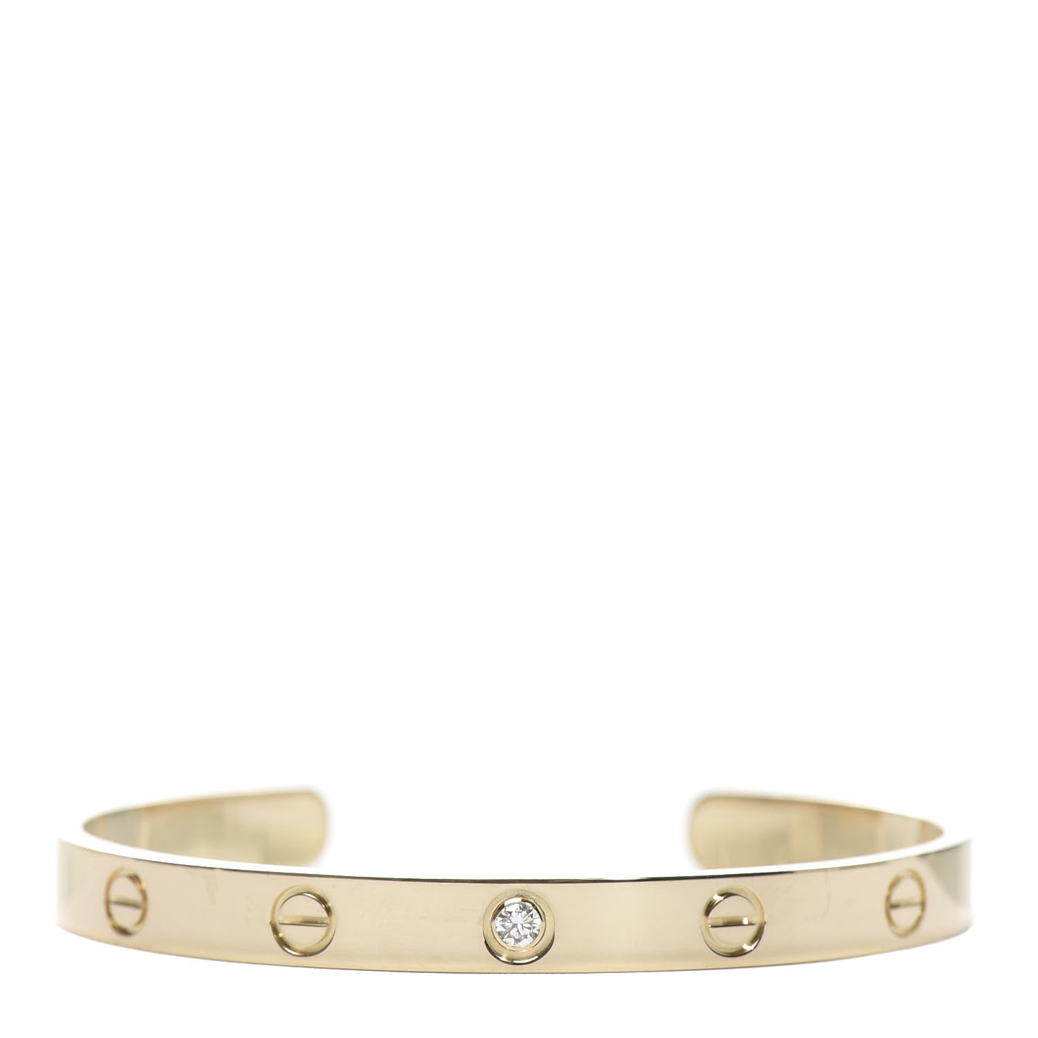 Cartier 18K Yellow Gold 1 Diamond LOVE Cuff Bracelet 17 1 of 6