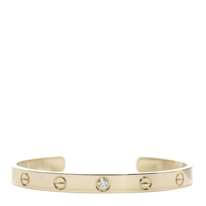 Cartier 18K Yellow Gold 1 Diamond LOVE Cuff Bracelet 17 1 of 6