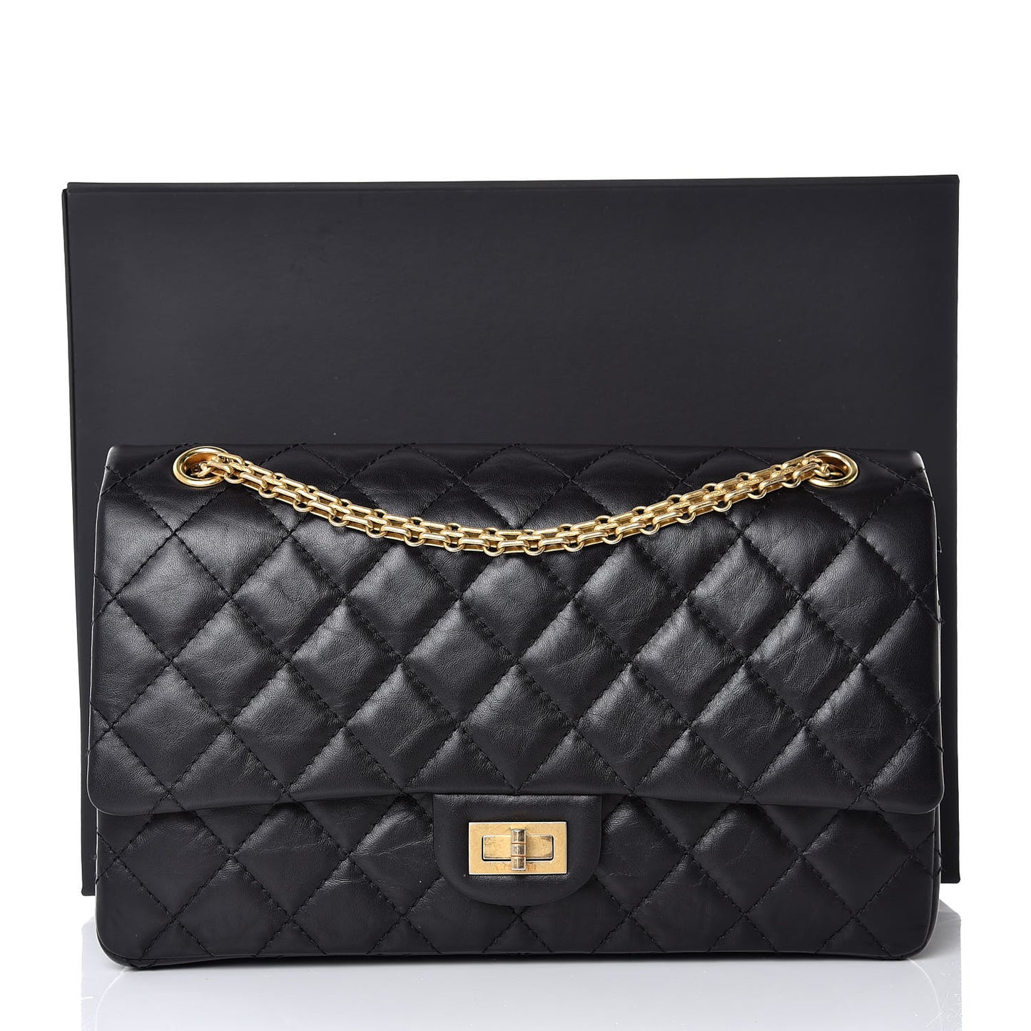 Aged Calfskin Quilted 2.55 Reissue 226 Flap Black