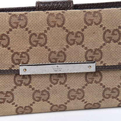 Gucci Monogram Metal Bar Continental Flap Wallet Beige Ebony Dark Brown 9 of 11