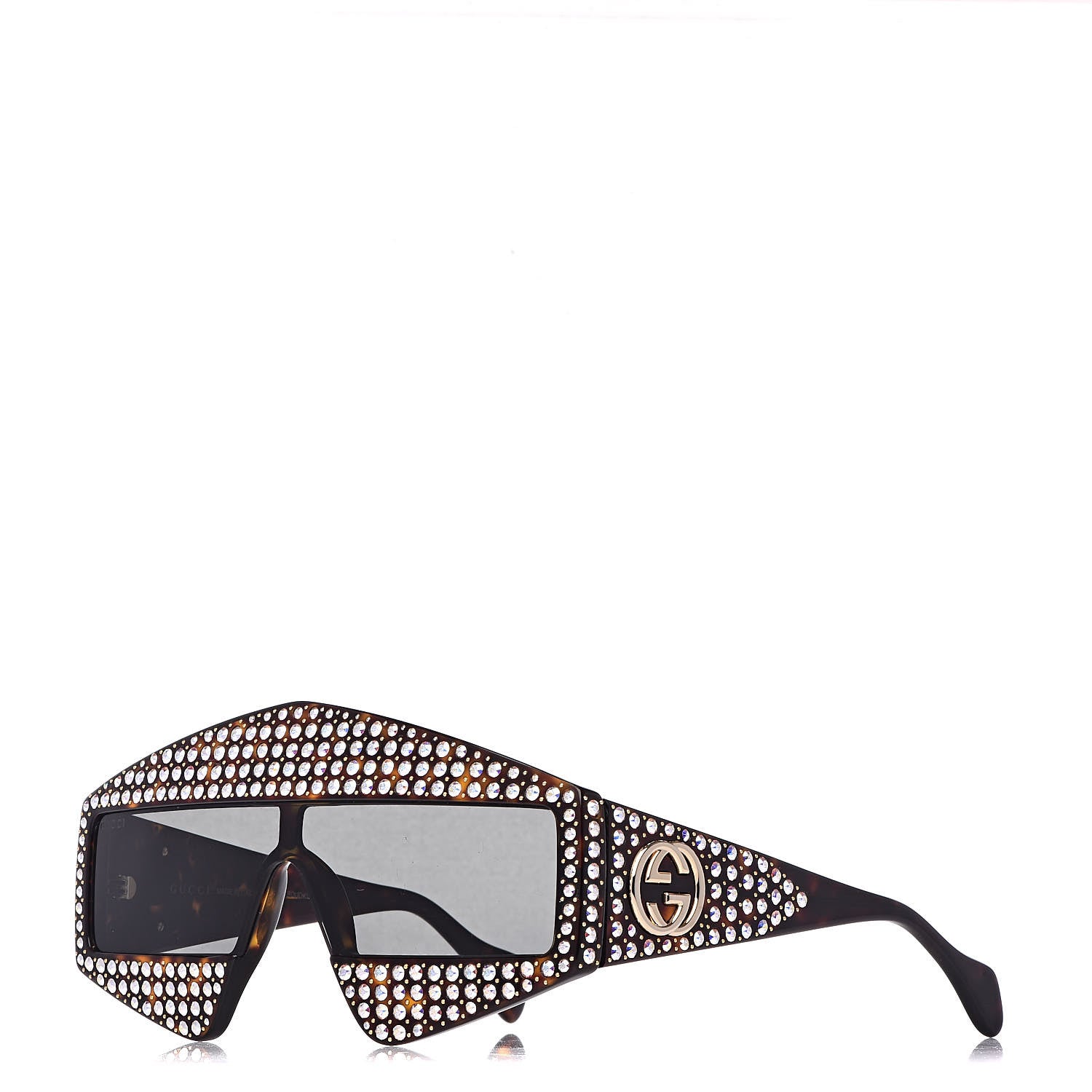 Gucci Crystal Rectangular Frame Sunglasses GG0357S Tortoiseshell 1 of 6