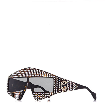 Gucci Crystal Rectangular Frame Sunglasses GG0357S Tortoiseshell 1 of 6