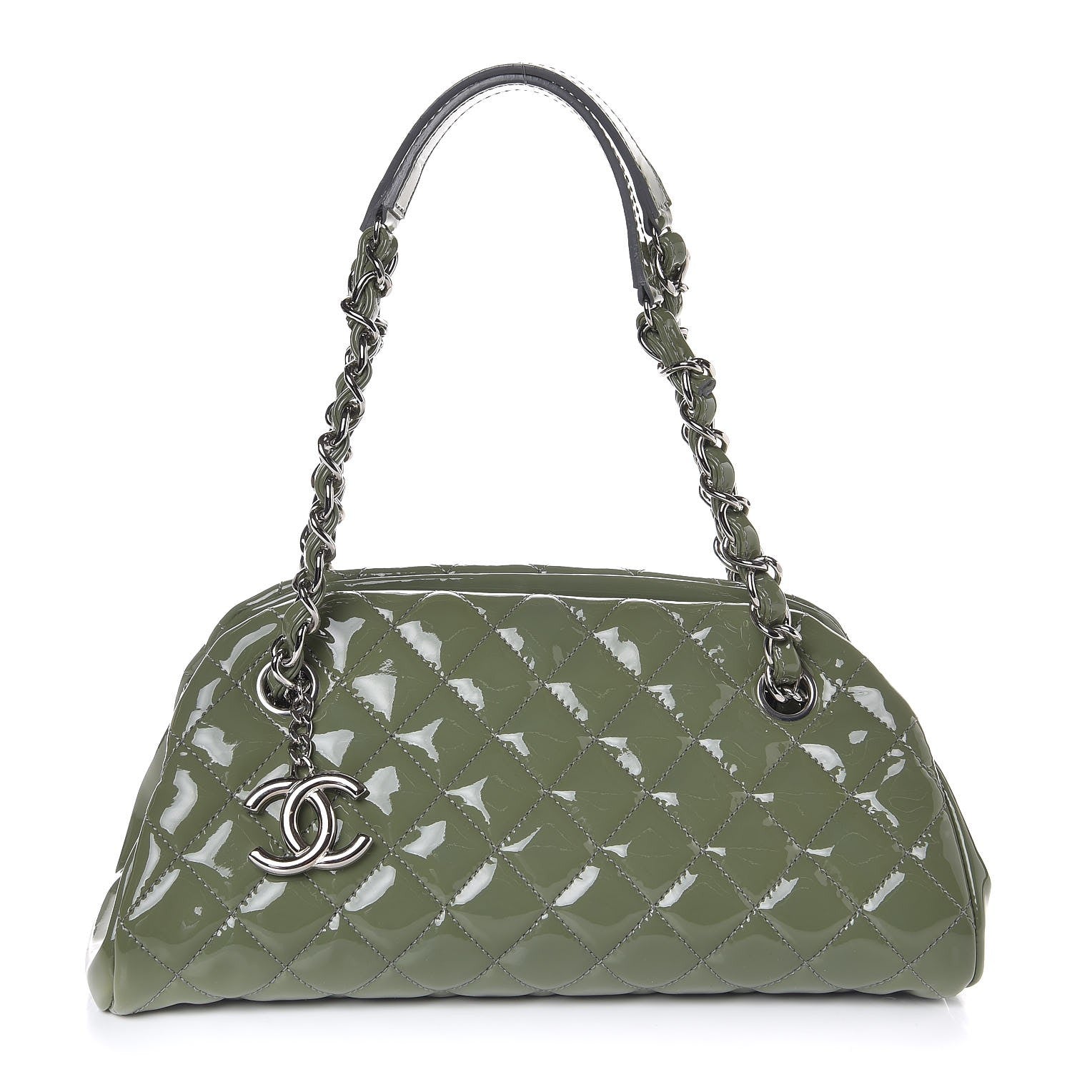 Chanel Patent Quilted Small Just Mademoiselle Green 1 of 7
