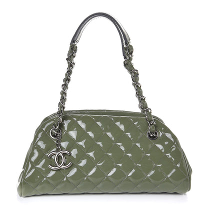 Chanel Patent Quilted Small Just Mademoiselle Green 1 of 7