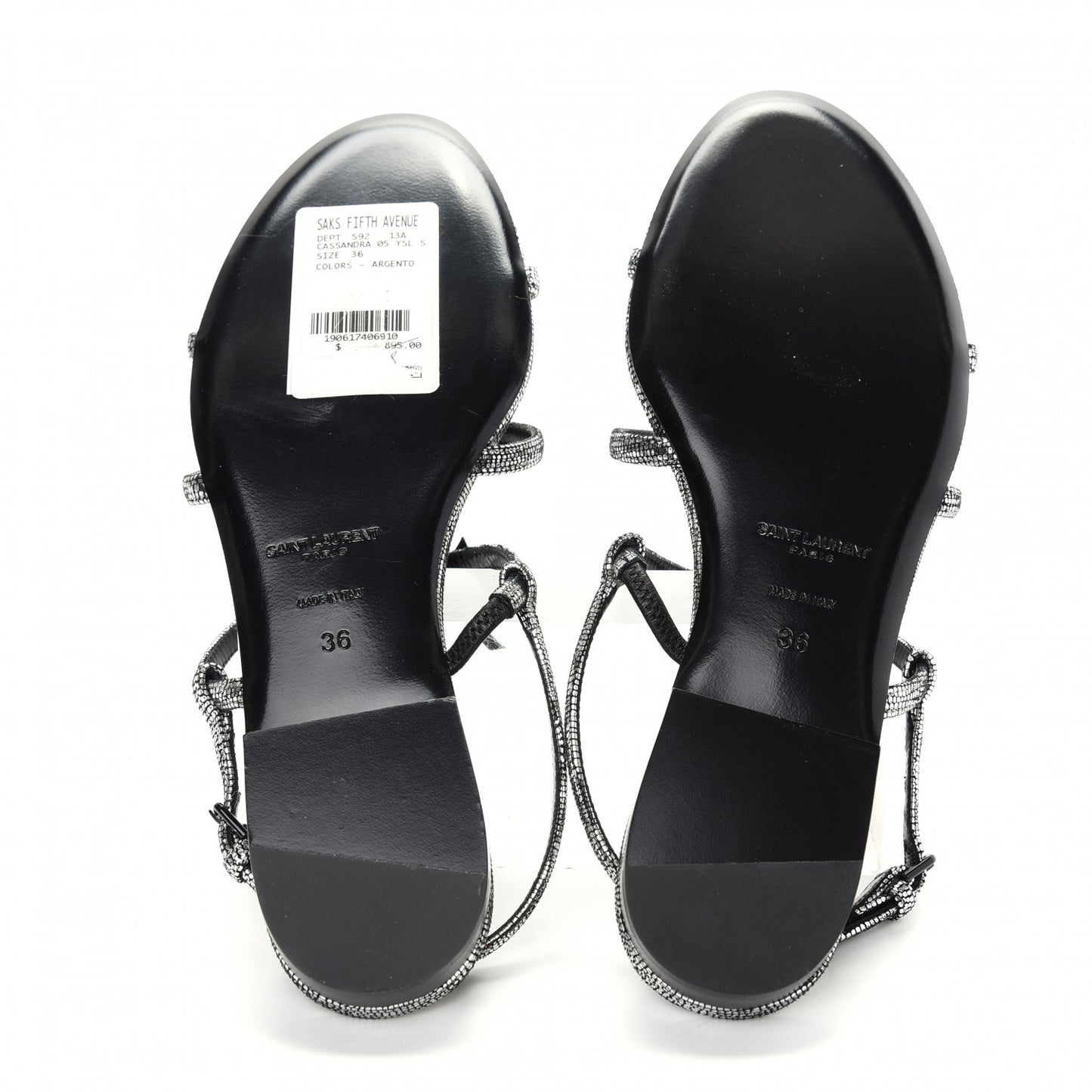 Calfskin Cassandra Monogram Sandals 36 Argento