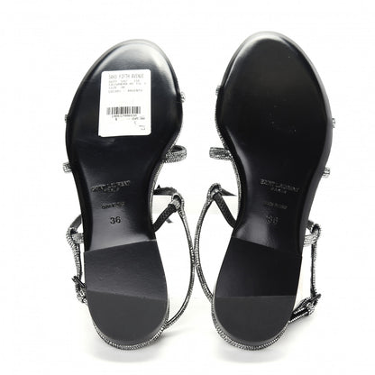 Saint Laurent Calfskin Cassandra Monogram Sandals 36 Argento 6 of 10