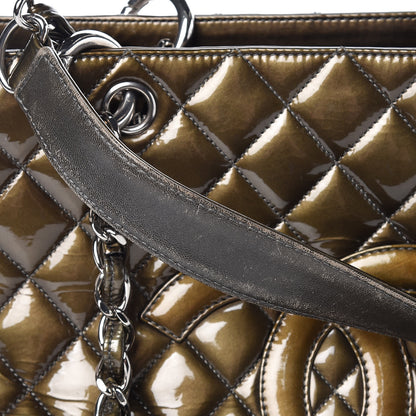 Chanel Patent Quilted Grand Shopping Tote GST Green 9 of 16