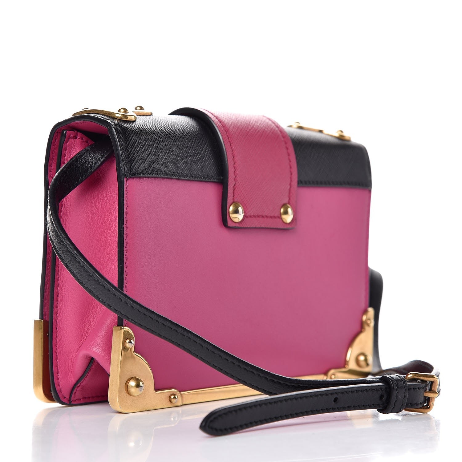 Prada City Calf Saffiano Astrology Cahier Bag Fuxia Black 3 of 7