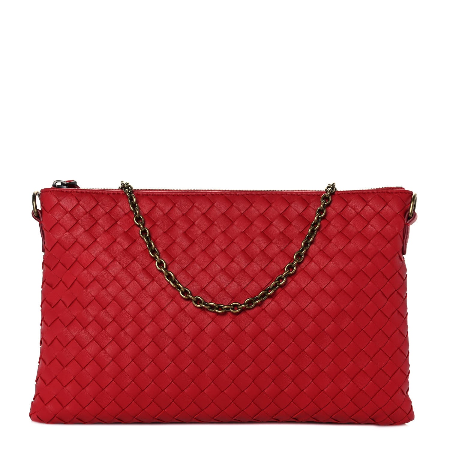 Bottega Veneta Nappa Intrecciato Biletto Chain Crossbody Red 1 of 8