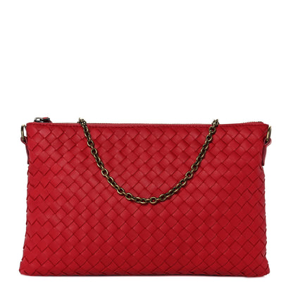 Bottega Veneta Nappa Intrecciato Biletto Chain Crossbody Red 1 of 8