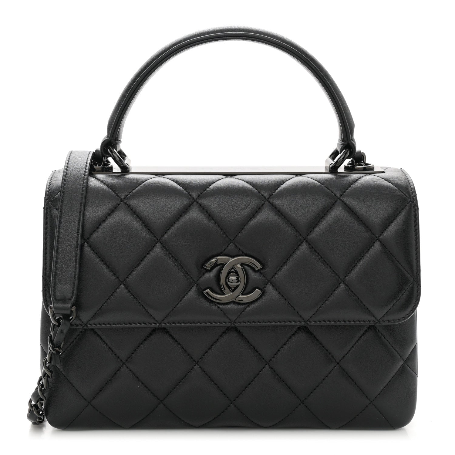 Chanel Lambskin Quilted Small Trendy CC Dual Handle Flap Bag So Black 1 of 11