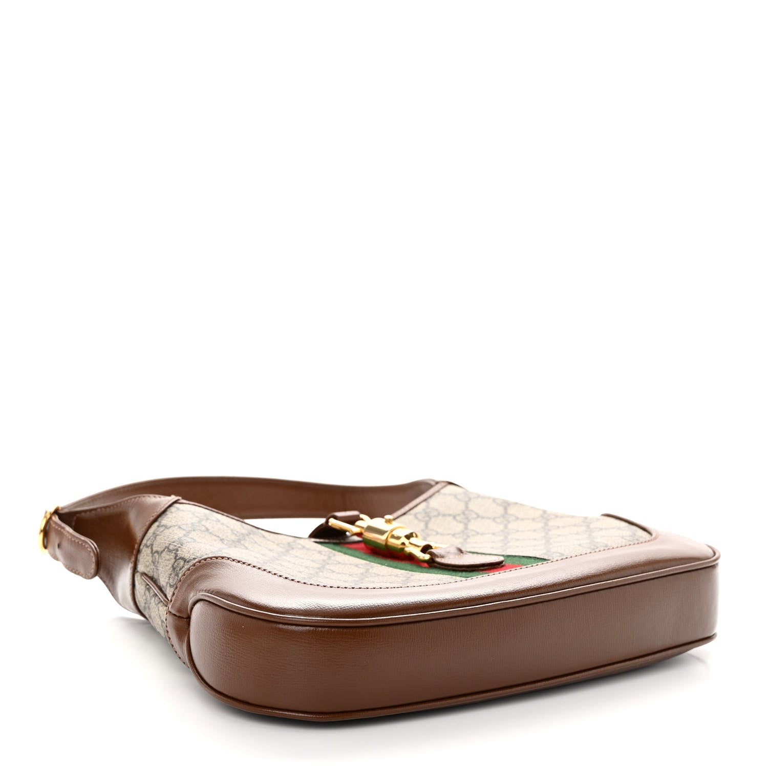 Gucci GG Supreme Monogram Azalea Calfskin Web Small Jackie 1961 Hobo Beige Ebony Brown Sugar 4 of 9