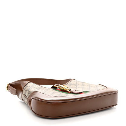 Gucci GG Supreme Monogram Azalea Calfskin Web Small Jackie 1961 Hobo Beige Ebony Brown Sugar 4 of 9