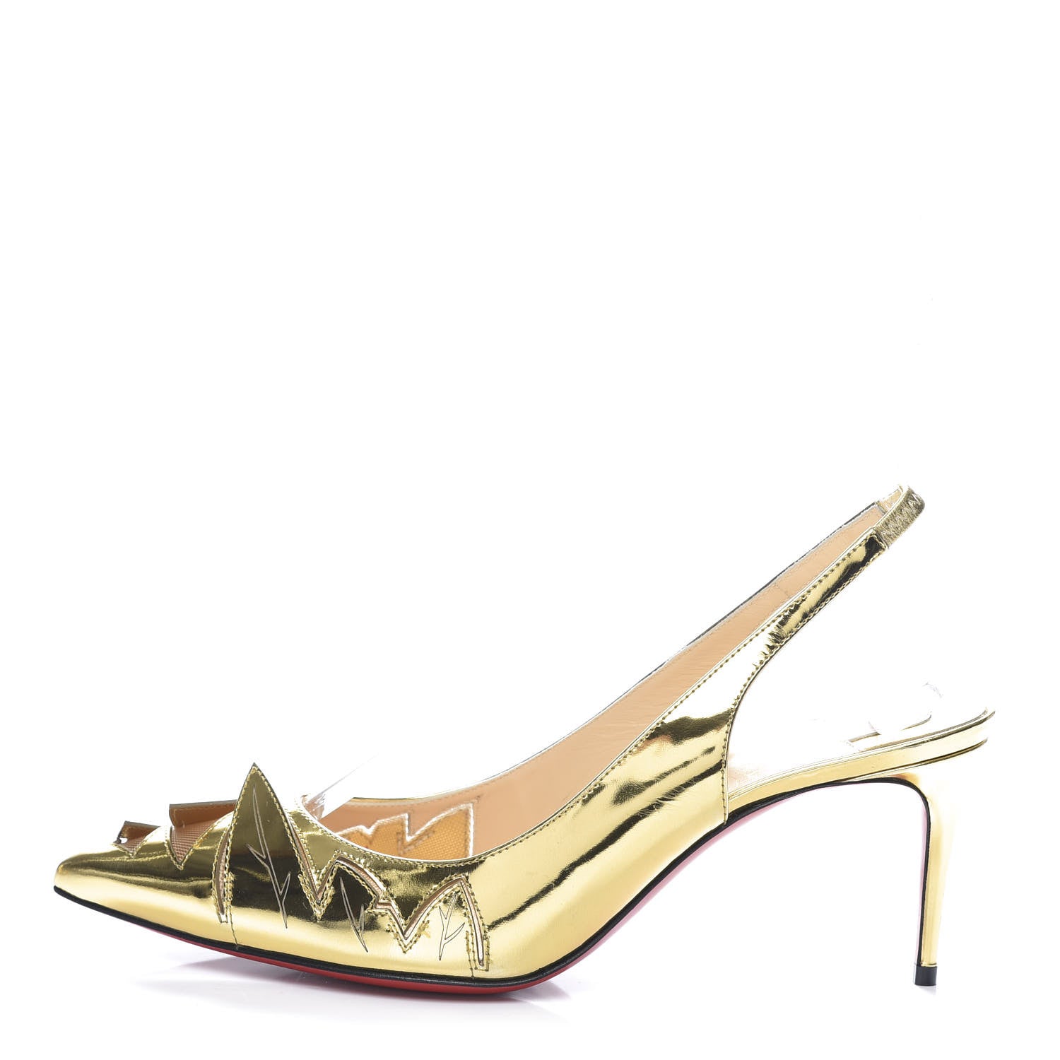 Christian Louboutin Rete Specchio Frescobella 70 Pumps 37 Gold 1 of 9